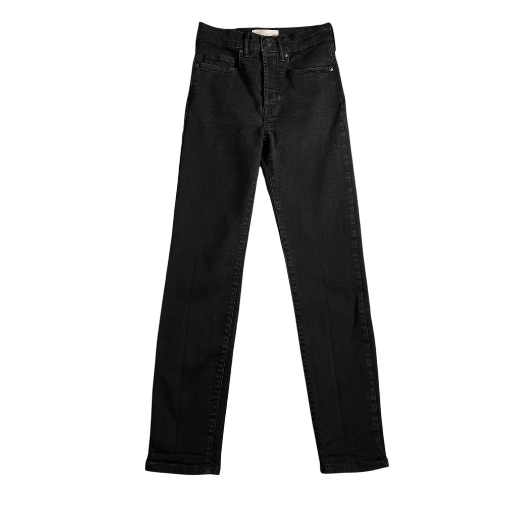 Everlane Women's Black High Rise Slim Straight Button Fly Size 26 Regular
